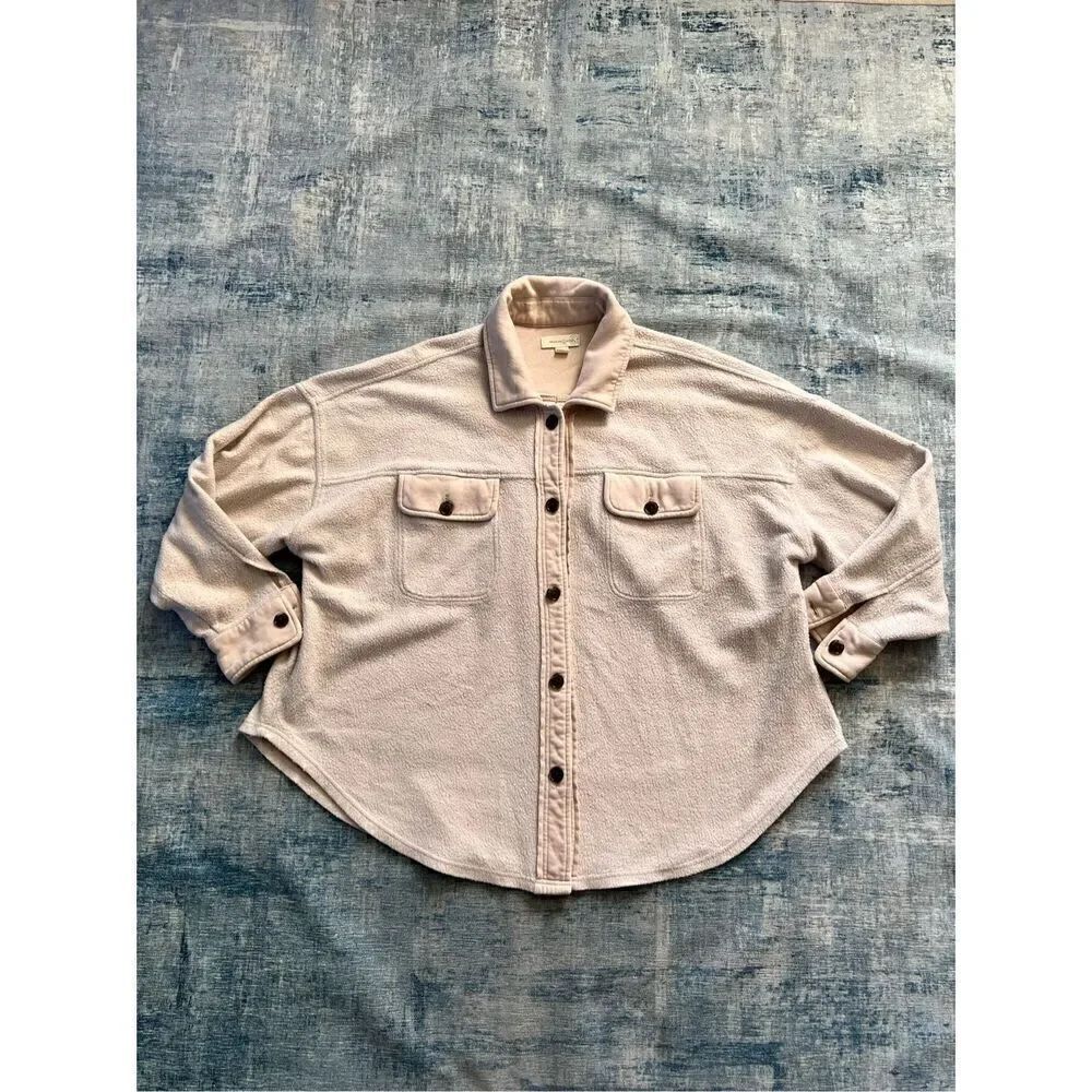 Treasure & Bond Pink Tinted Cream Button Front Shacket Women's XL